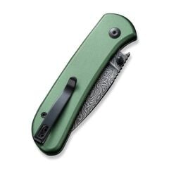 Civivi Qubit Button Lock & Thumb Stud Knife Damascus Green Aluminum Handle Çakı