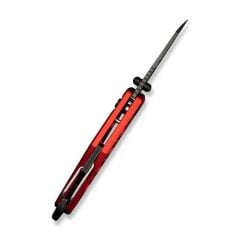 Civivi Pragma Thumb Stud & Button Lock Knife Red Aluminum Handle With S/S Carabiner & Bottle Opener Damascus Çakı