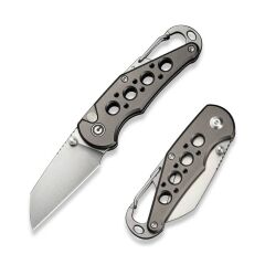 Civivi Pragma Thumb Stud & Button Lock Knife Gray Aluminum Handle With S/S Carabiner & Bottle Opener Nitro-V Çakı