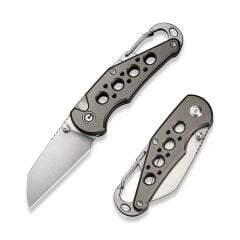 Civivi Pragma Thumb Stud & Button Lock Knife Gray Aluminum Handle With S/S Carabiner & Bottle Opener Nitro-V Çakı