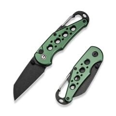 Civivi Pragma Thumb Stud & Button Lock Knife Green Aluminum Handle With S/S Carabiner & Bottle Opener Nitro-V Çakı