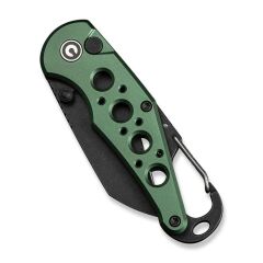 Civivi Pragma Thumb Stud & Button Lock Knife Green Aluminum Handle With S/S Carabiner & Bottle Opener Nitro-V Çakı