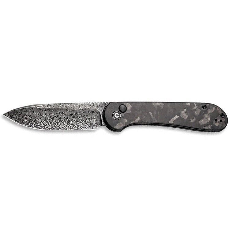Civivi Button Lock Elementum Pocket Knife Damascus Carbon Fiber Handle Çakı