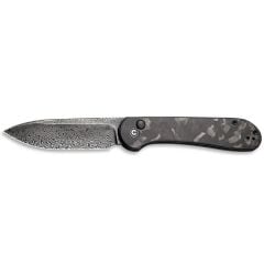 Civivi Button Lock Elementum Pocket Knife Damascus Carbon Fiber Handle Çakı