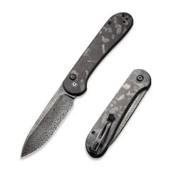 Civivi Button Lock Elementum Pocket Knife Damascus Carbon Fiber Handle Çakı