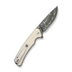 Civivi Merit Flipper & Thumb Stud Knife Ivory G10 Handle Damascus Çakı
