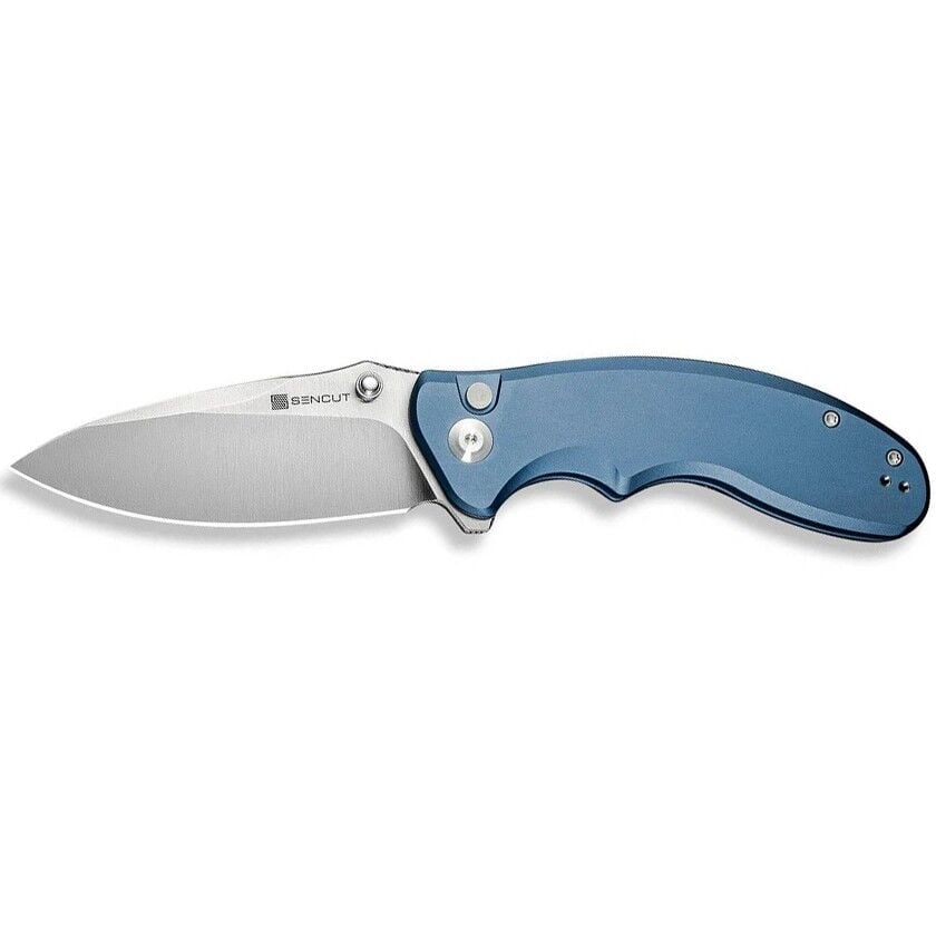 Sencut Cybrix Thumb Stud & Flipper & Button Lock Knife Blue Aluminum Handle Çakı