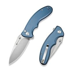 Sencut Cybrix Thumb Stud & Flipper & Button Lock Knife Blue Aluminum Handle Çakı