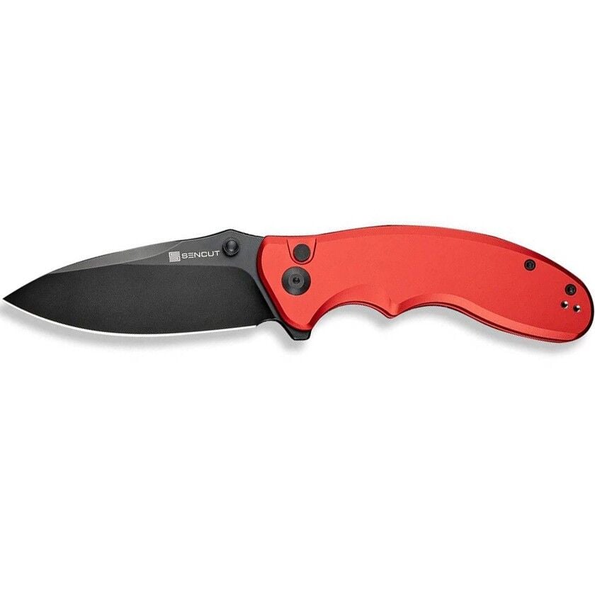 Sencut Cybrix Thumb Stud & Flipper & Button Lock Knife Red Aluminum Handle Çakı