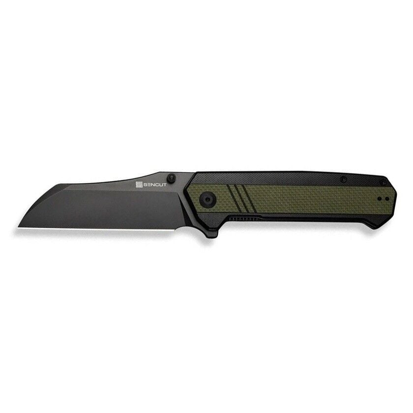 Sencut Draxor Flipper & Thumb Stud Knife G10 Green & Black Handle Çakı
