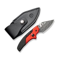 Civivi Typhoeus Adjustable Fixed Blade Knife Red,Black Aluminum Handle Damascus Bıçak