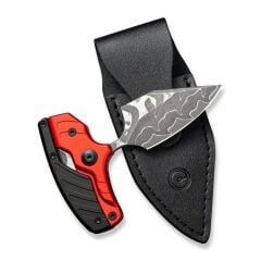 Civivi Typhoeus Adjustable Fixed Blade Knife Red,Black Aluminum Handle Damascus Bıçak