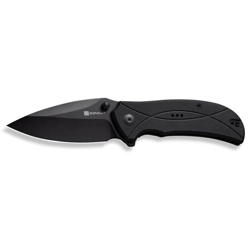 Sencut Hyrax Flipper & Thumb Stud Knife All Black G10 Handle Çakı
