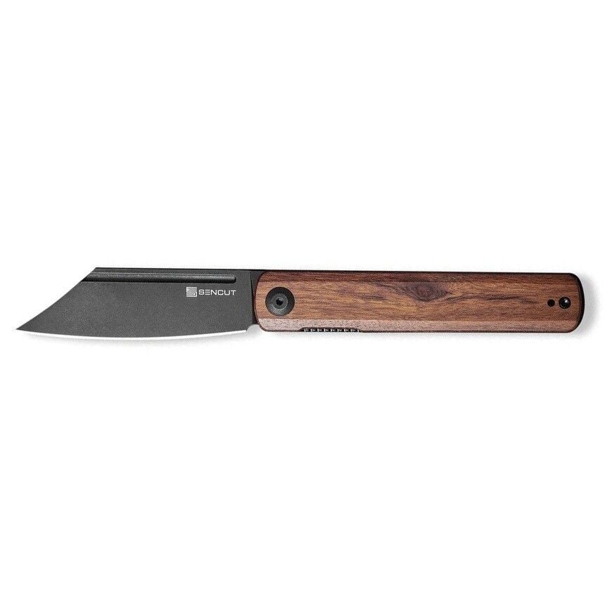 Sencut Bronte Front Flipper Knife Black Blade Cuibourtia Wood Handle Çakı