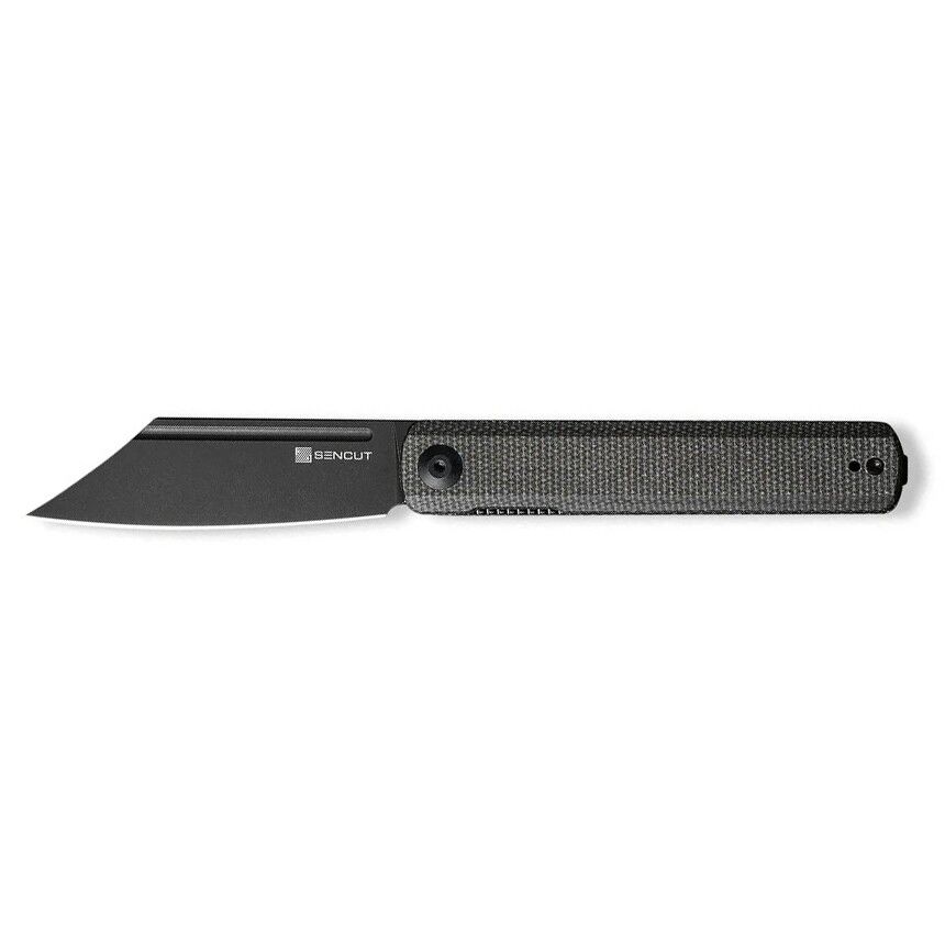 Sencut Bronte Front Flipper Knife Black Blade Dark Green Micarta Handle Çakı