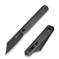 Sencut Bronte Front Flipper Knife Black Blade Dark Green Micarta Handle Çakı