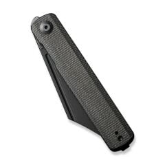 Sencut Bronte Front Flipper Knife Black Blade Dark Green Micarta Handle Çakı