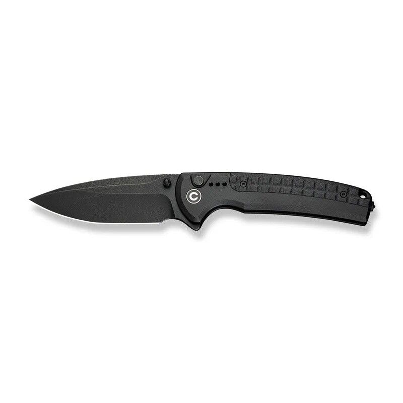 Civivi Sentinel Strike II Flipper & Thumb Stud & Button Lock Knife All Black Aluminum & FRN Handle Çakı