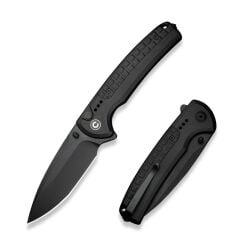 Civivi Sentinel Strike II Flipper & Thumb Stud & Button Lock Knife All Black Aluminum & FRN Handle Çakı