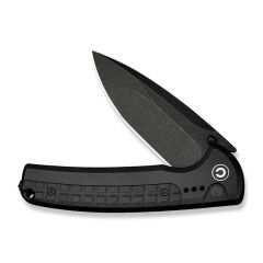 Civivi Sentinel Strike II Flipper & Thumb Stud & Button Lock Knife All Black Aluminum & FRN Handle Çakı
