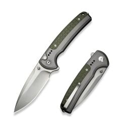 Civivi Sentinel Strike II Flipper & Thumb Stud & Button Lock Knife Gray & Green Aluminum & FRN Handle Çakı