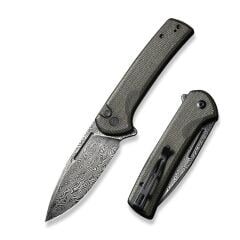 Civivi Conspirator Flipper & Button Lock Knife Damascus Micarta Handle Çakı