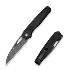 Civivi Guile Front Flipper & Thumb Hole Knife Black Canvas Micarta Handle Damascus Çakı
