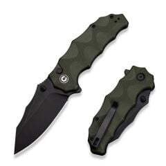 Civivi Natterjack Flipper & Thumb Stud & Button Lock Knife Milled OD Green G10 Handle Çakı