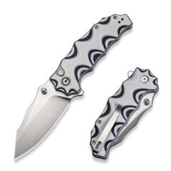 Civivi Natterjack Flipper & Thumb Stud & Button Lock Knife White & Black Layered G10 Handle Çakı