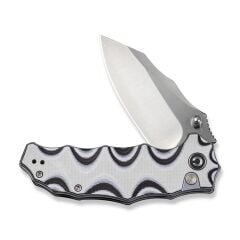 Civivi Natterjack Flipper & Thumb Stud & Button Lock Knife White & Black Layered G10 Handle Çakı