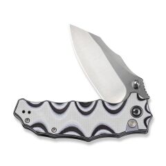 Civivi Natterjack Flipper & Thumb Stud & Button Lock Knife White & Black Layered G10 Handle Çakı
