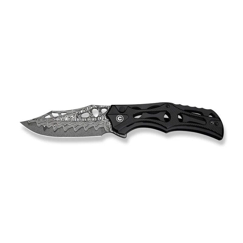 Civivi Biophase Flipper & Button Lock Knife Black Aluminum Handle Damascus Çakı