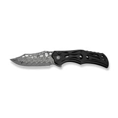 Civivi Biophase Flipper & Button Lock Knife Black Aluminum Handle Damascus Çakı