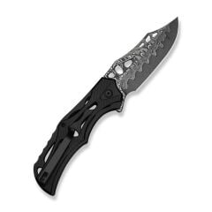 Civivi Biophase Flipper & Button Lock Knife Black Aluminum Handle Damascus Çakı