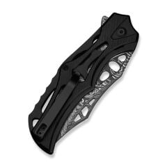 Civivi Biophase Flipper & Button Lock Knife Black Aluminum Handle Damascus Çakı
