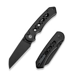 Civivi Pragma Prime Thumb Stud & Button Lock Knife All Black Aluminum Handle Çakı