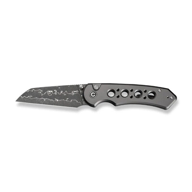 Civivi Pragma Prime Thumb Stud & Button Lock Knife Gray Aluminum Handle Damascus Çakı