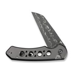 Civivi Pragma Prime Thumb Stud & Button Lock Knife Gray Aluminum Handle Damascus Çakı