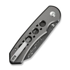 Civivi Pragma Prime Thumb Stud & Button Lock Knife Gray Aluminum Handle Damascus Çakı