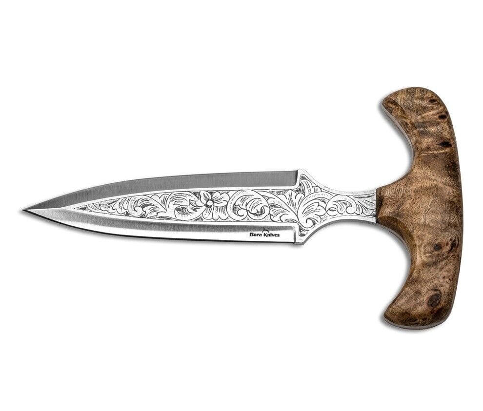 Bora Push Dagger Kök Ceviz Saplı Gravürlü Bıçak