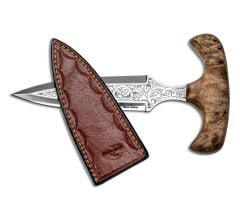 Bora Push Dagger Kök Ceviz Saplı Gravürlü Bıçak