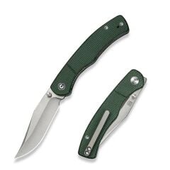 Civivi Clingman Front Flipper & Thumb Stud Knife Micarta Green Handle Çakı