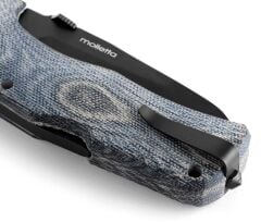 Lionsteel TM1 Special Edition - BladeHQ - Blue Canvas - Black Blade Deri Kılıflı Çakı