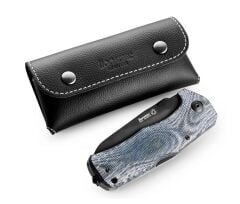 Lionsteel TM1 Special Edition - BladeHQ - Blue Canvas - Black Blade Deri Kılıflı Çakı