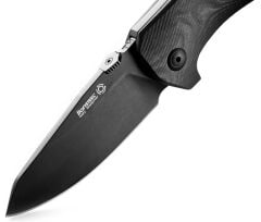 Lionsteel TM1 Special Edition - BladeHQ - Black Camo Carbon Fiber - Black Blade Deri Kılıflı Çakı