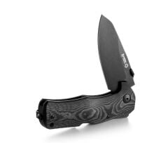 Lionsteel TM1 Special Edition - BladeHQ - Black Camo Carbon Fiber - Black Blade Deri Kılıflı Çakı