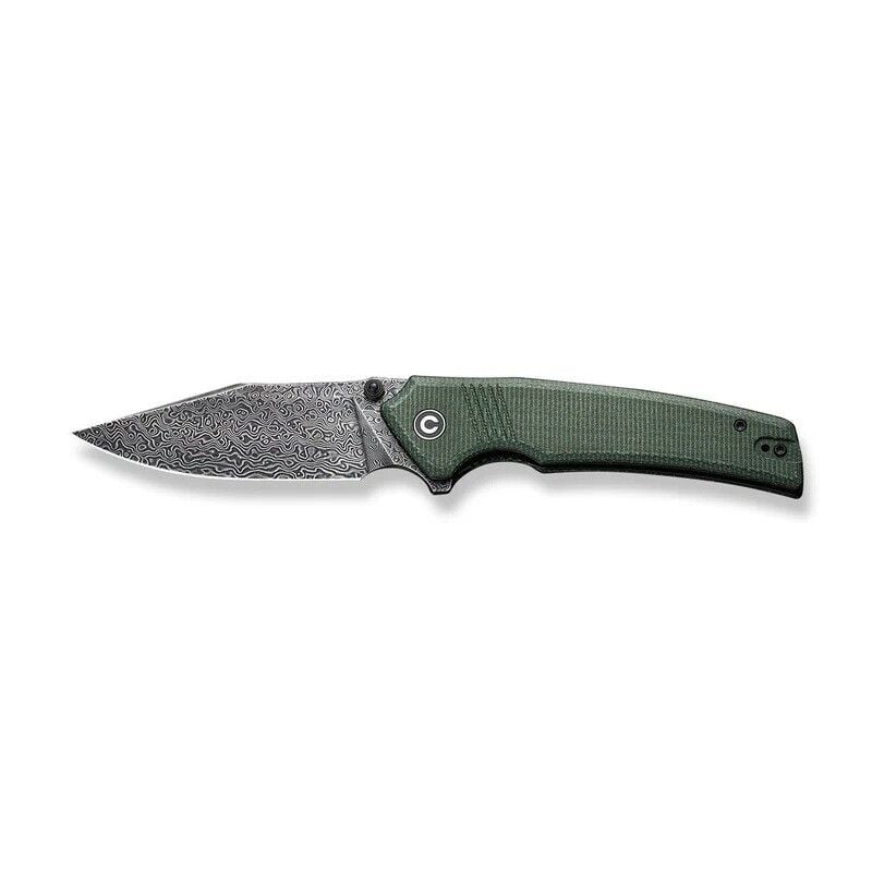 Civivi Tranquil Flipper & Thumb Stud Knife Damascus Green Micarta Handle Çakı