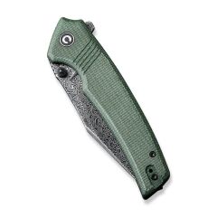 Civivi Tranquil Flipper & Thumb Stud Knife Damascus Green Micarta Handle Çakı