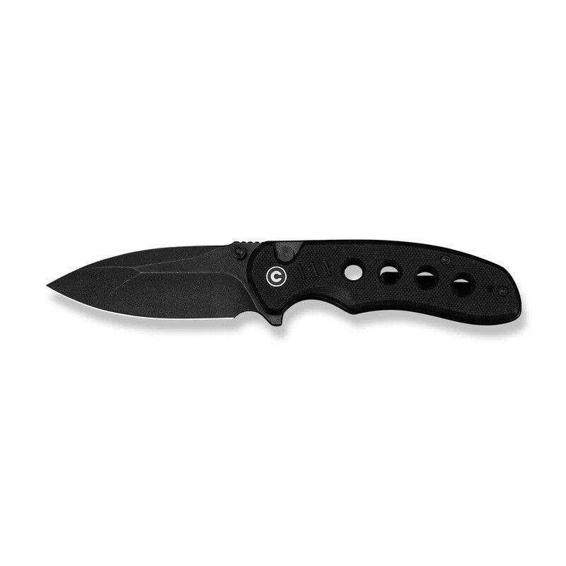 Civivi Triptych Flipper & Thumb Stud & Button Lock Knife All Black G10 Handle Çakı