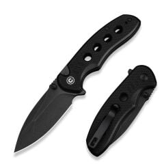 Civivi Triptych Flipper & Thumb Stud & Button Lock Knife All Black G10 Handle Çakı